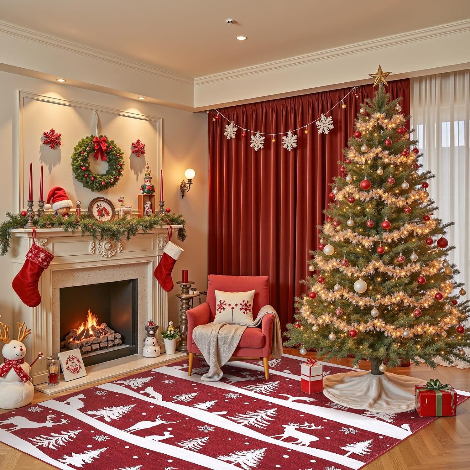 Outdoor Camping Rugs 9X12 - Garvee 9X12/8X10FT Area Rugs Christmas Rugs