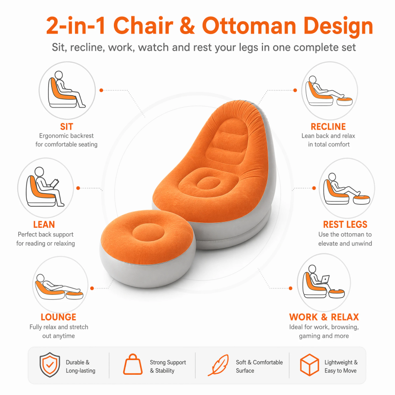 Flocking Inflatable Lazy Sofa  - đánh giá và giá Outdoor Camping Loveseat